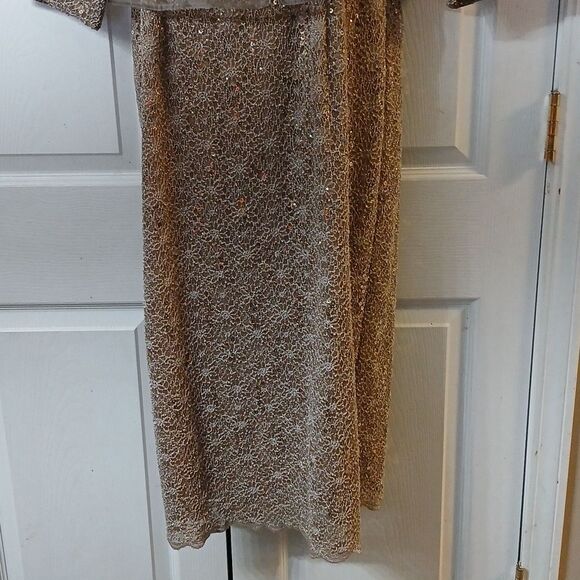 Alex Evening taupe 2pc dress jacket set Sz 14 Wedding Mother of the Bride - Picture 2 of 10